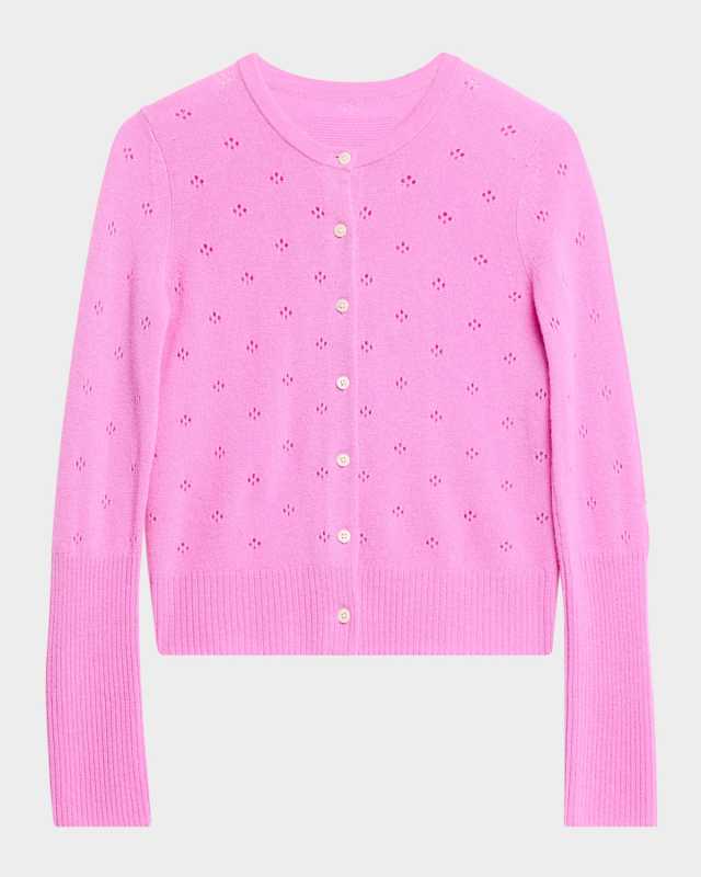 Jane Pointelle-Knit Cashmere Cardigan